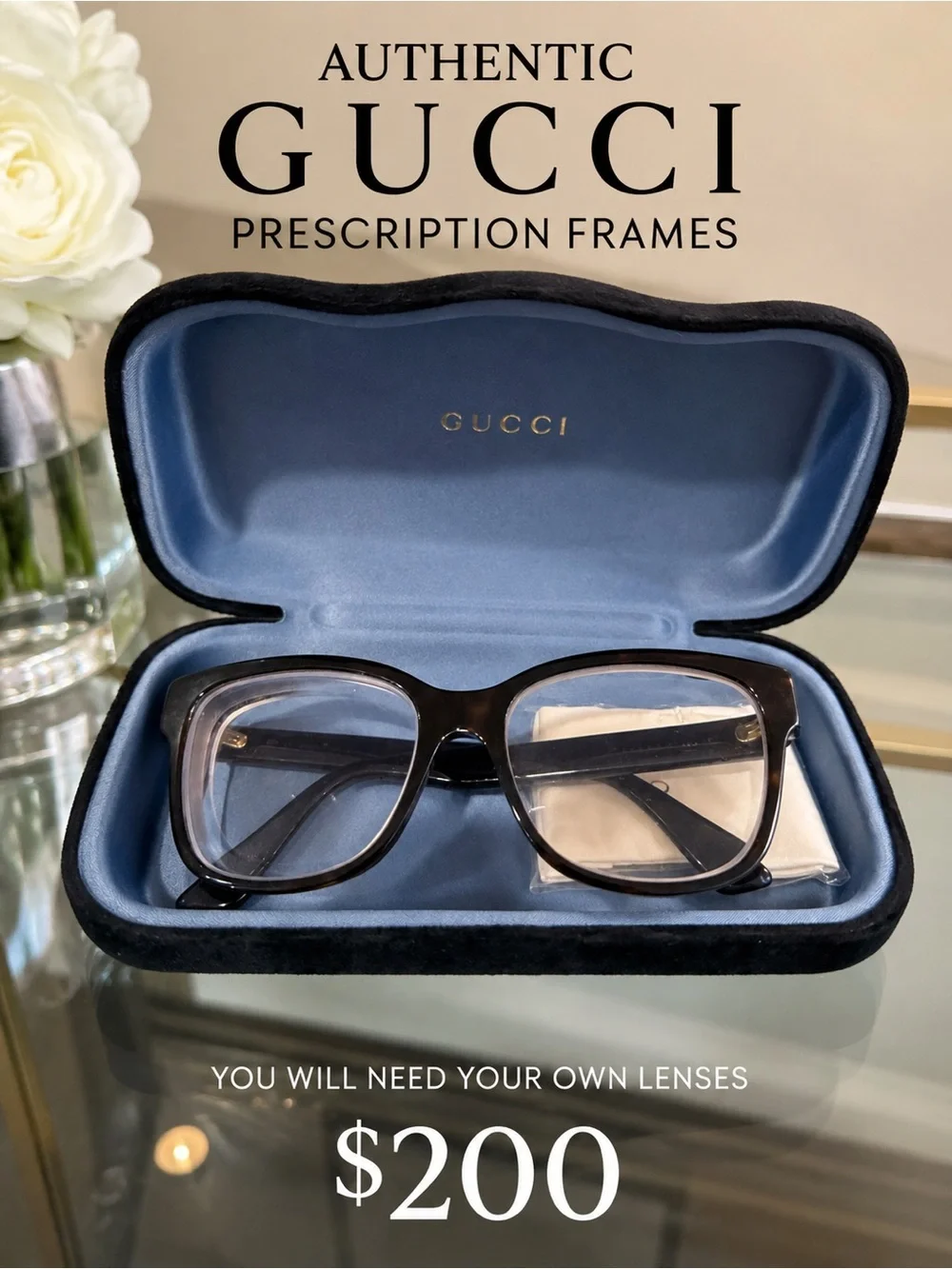 Gucci Black and Transparent Square Women’s Glasses